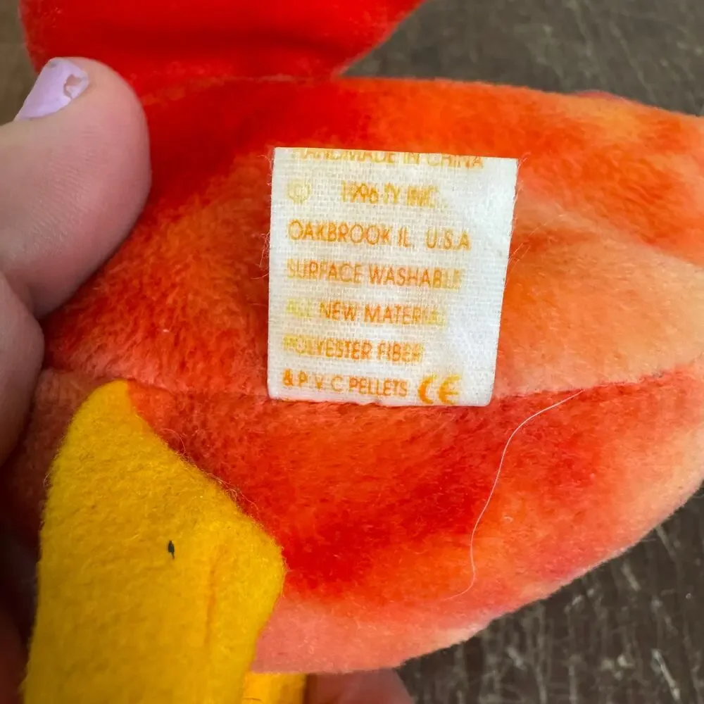 TY Beanie Baby Original Retired 1996 Red Chicken‎ Rooster Doodle